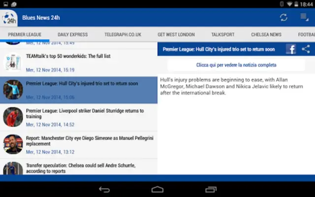 Chelsea Blues News 24h android App screenshot 0